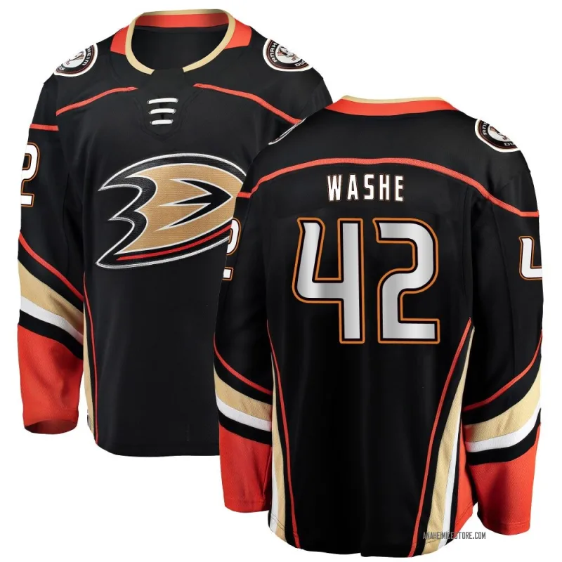 Black Youth Tim Washe Anaheim Ducks Breakaway Home Jersey